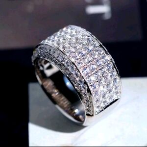 Classy Moissanite Band Wedding Ring 925 Sterling Silver - Free Shipping